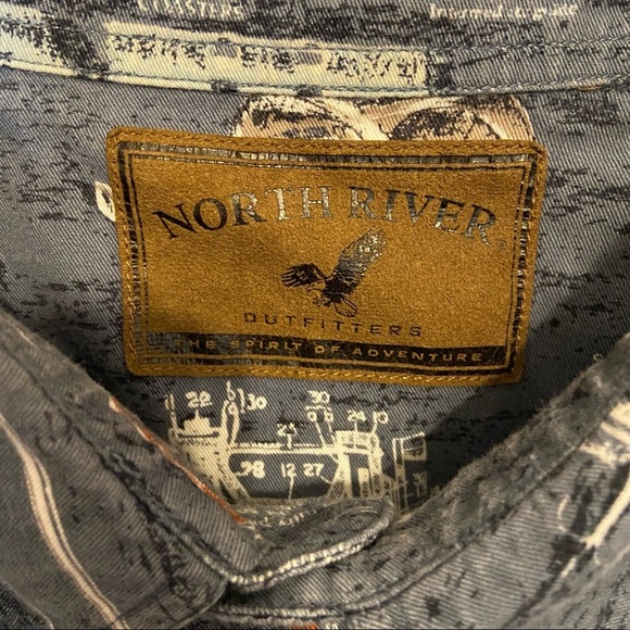 North River Outfitters Button Down Short Sleeve Men’s Shirt Fishing Detail XL - Picture 6 of 6